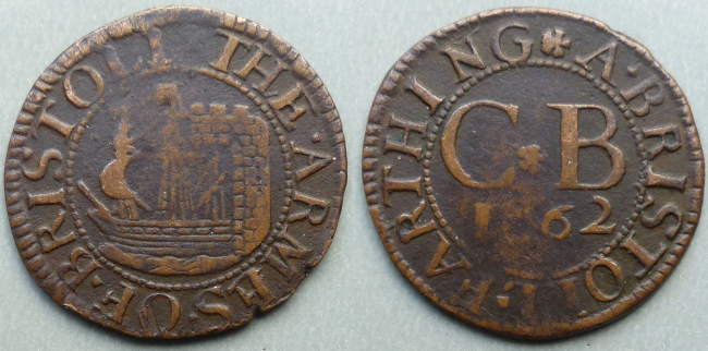 Bristol, city issue 1662 farthing N1555, no R signature